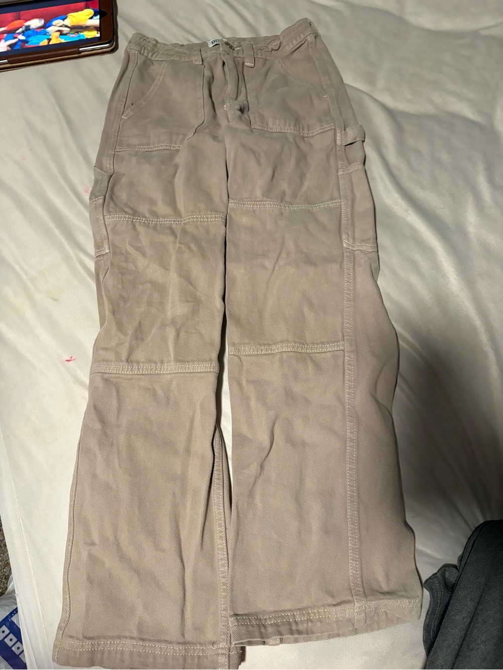 BDG Men's Cargo Pants in Taupe with Drawstring Waist